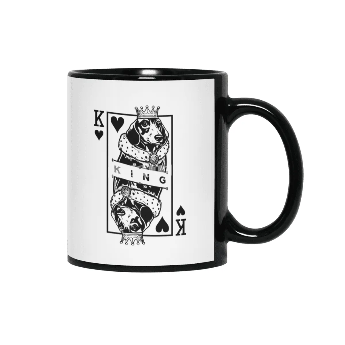 Dachshund King Of Hearts Dog Lover Playing Card Pop Art Siyah Kupa