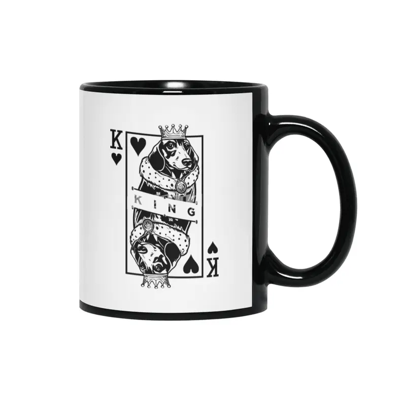 Dachshund King Of Hearts Dog Lover Playing Card Pop Art Siyah Kupa