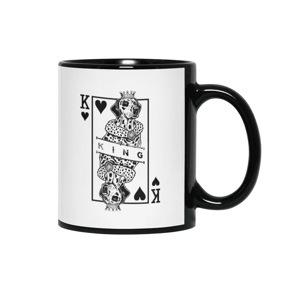 Dalmatian King Of Hearts Funny Dog Lover Pop Art Siyah Kupa
