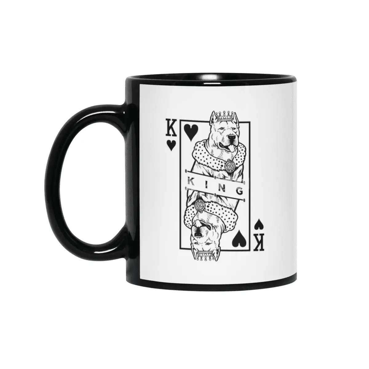 Dogo Argentino King Of Hearts Funny Dog Lover Card Pop Art Siyah Kupa