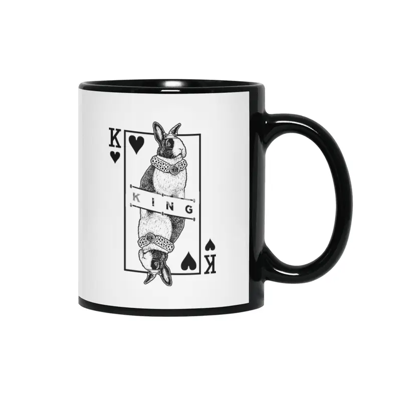Dutch Bunny Rabbit King Of Hearts Funny Pet Pop Art Siyah Kupa