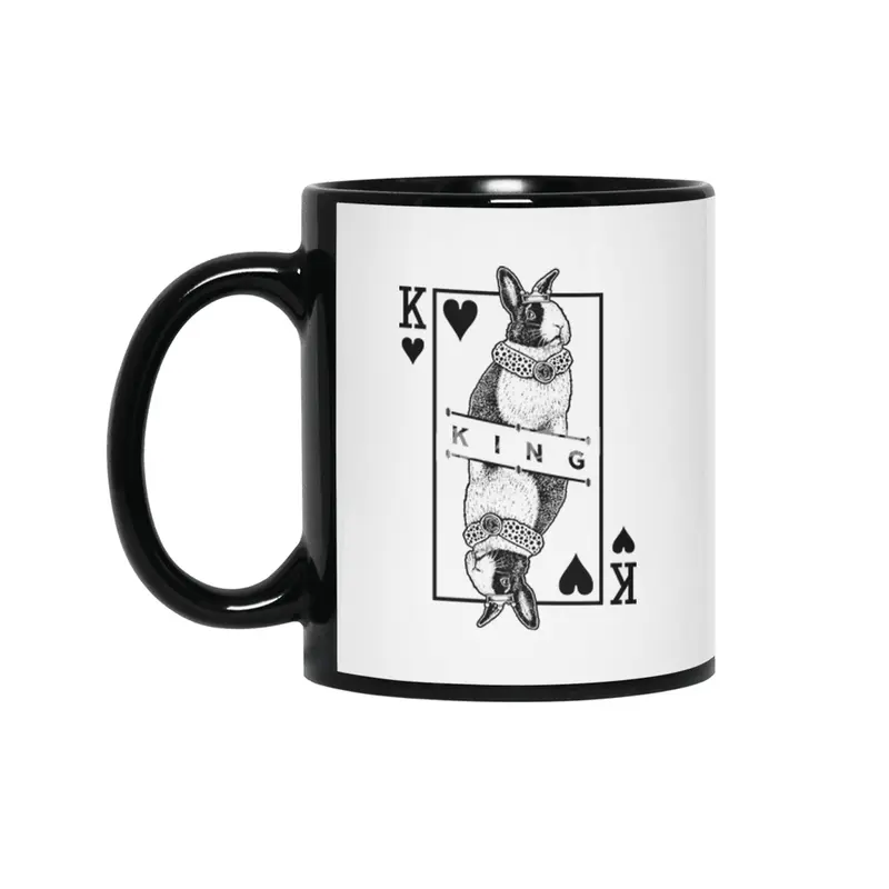 Dutch Bunny Rabbit King Of Hearts Funny Pet Pop Art Siyah Kupa