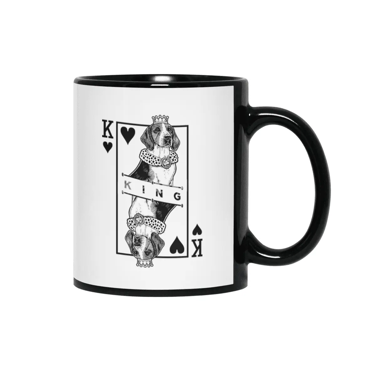 English Foxhound King Of Hearts Funny Dog Lover Pop Art Siyah Kupa