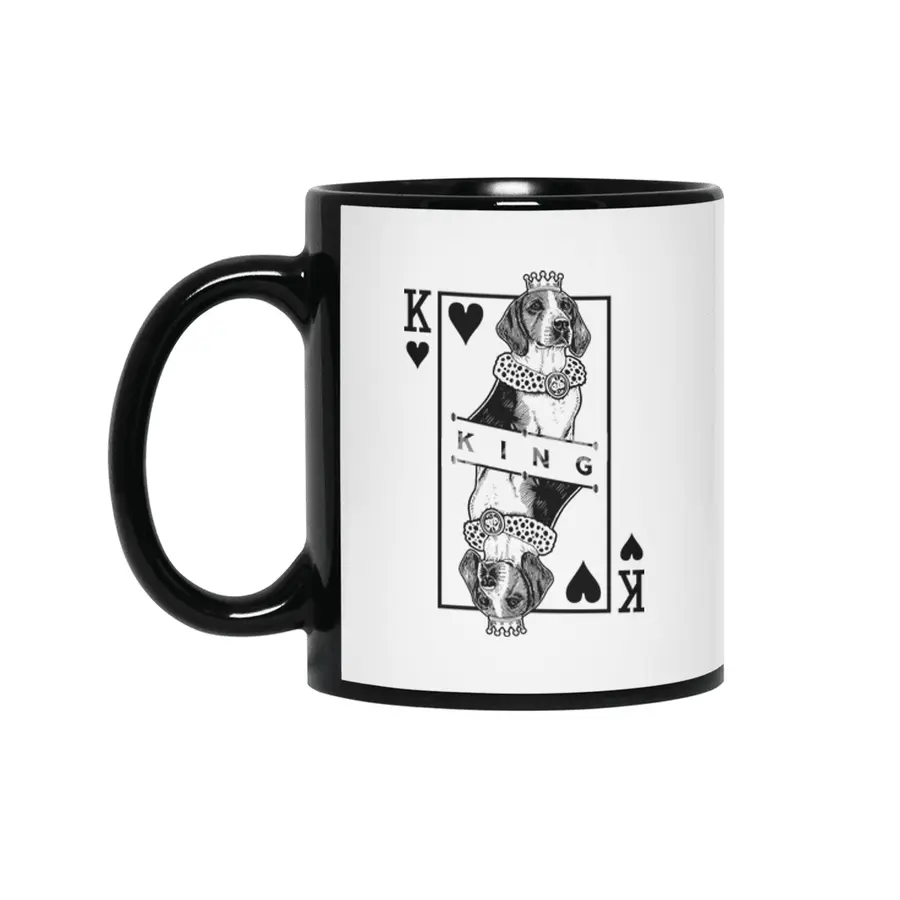 English Foxhound King Of Hearts Funny Dog Lover Pop Art Siyah Kupa