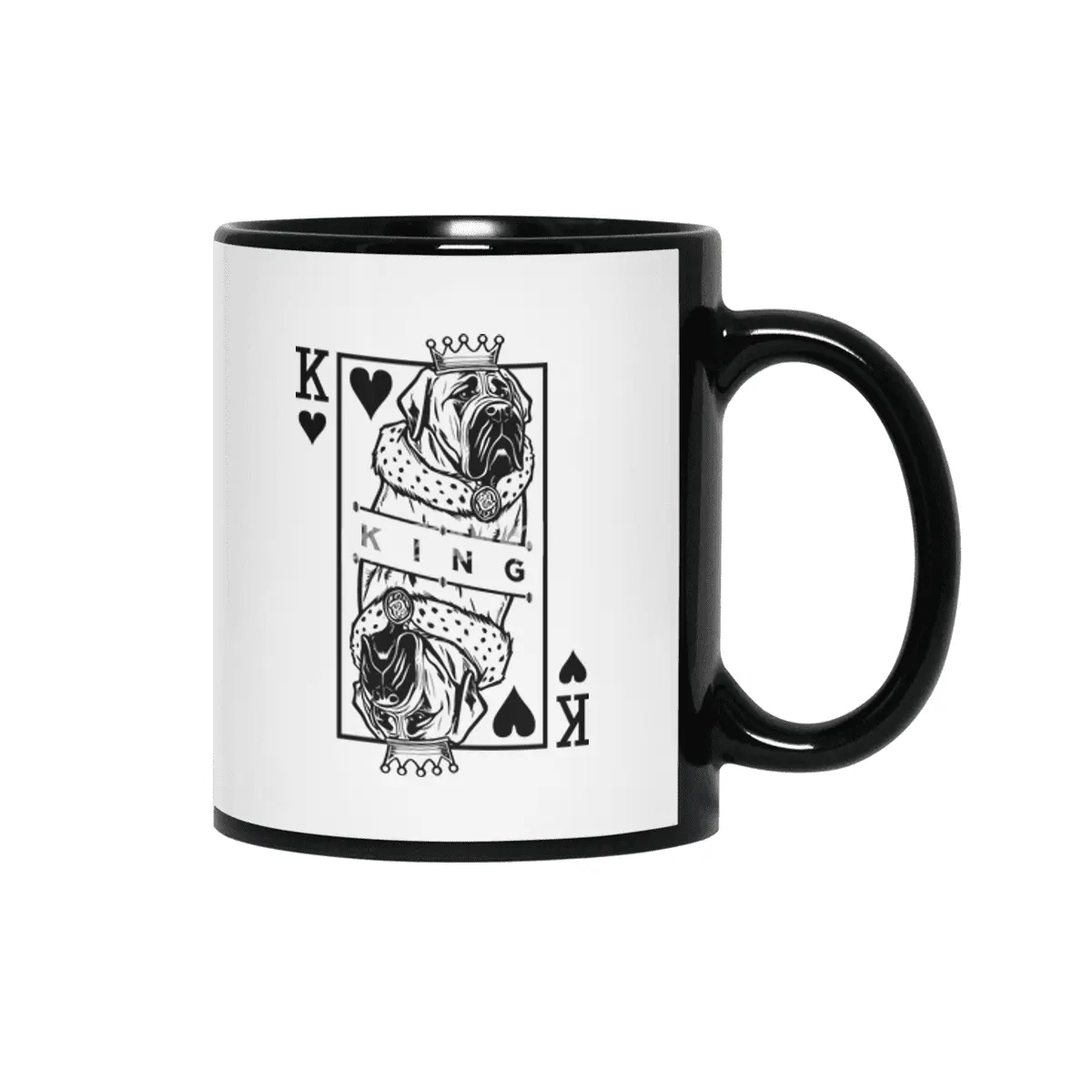 English Mastiff King Of Hearts Dog Playing Card Pop Art Siyah Kupa