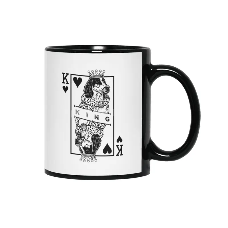 English Setter King Of Hearts Funny Dog Lover Pop Art Siyah Kupa
