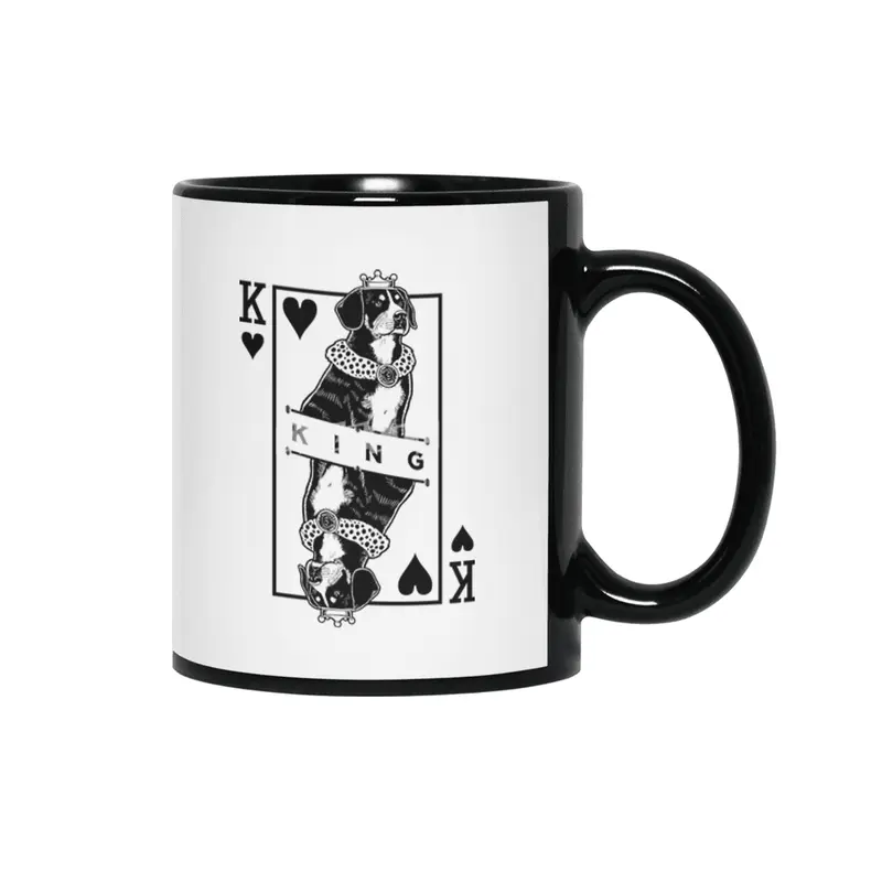 Entlebucher Mountain Dog Lover King Of Hearts Funny Pop Art Siyah Kupa