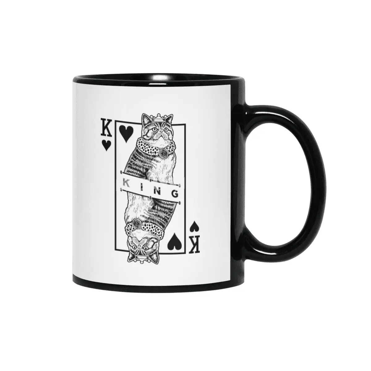 Exotic Shorthair King Of Hearts Funny Cat Lover Pop Art Siyah Kupa