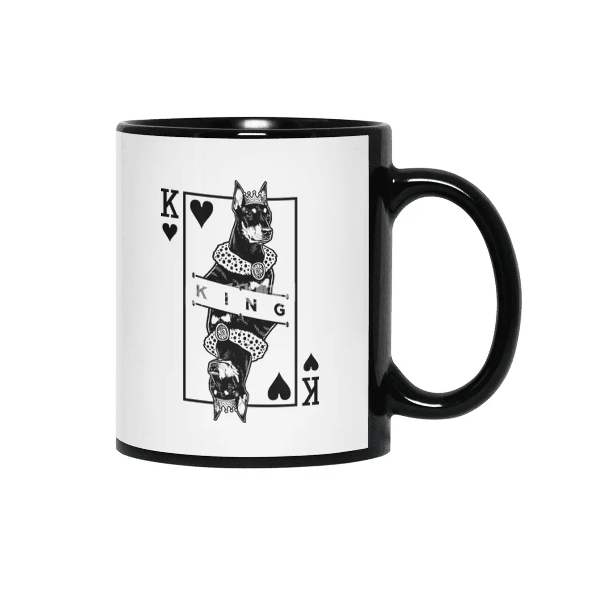 German Pinscher King Of Hearts Funny Dog Lover Pop Art Siyah Kupa