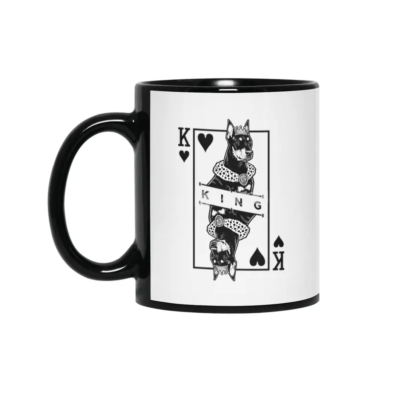 German Pinscher King Of Hearts Funny Dog Lover Pop Art Siyah Kupa