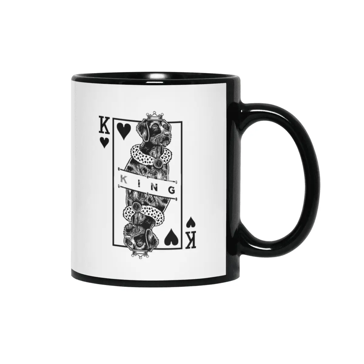 German Wirehaired Pointer King Of Hearts Dog Lover Pop Art Siyah Kupa