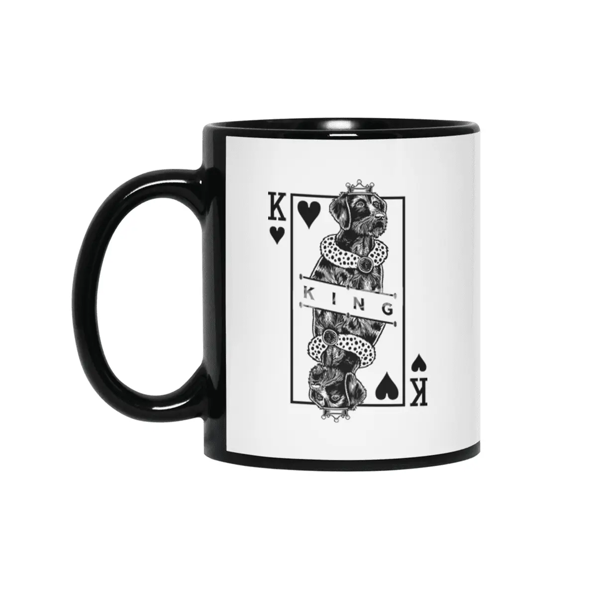 German Wirehaired Pointer King Of Hearts Dog Lover Pop Art Siyah Kupa