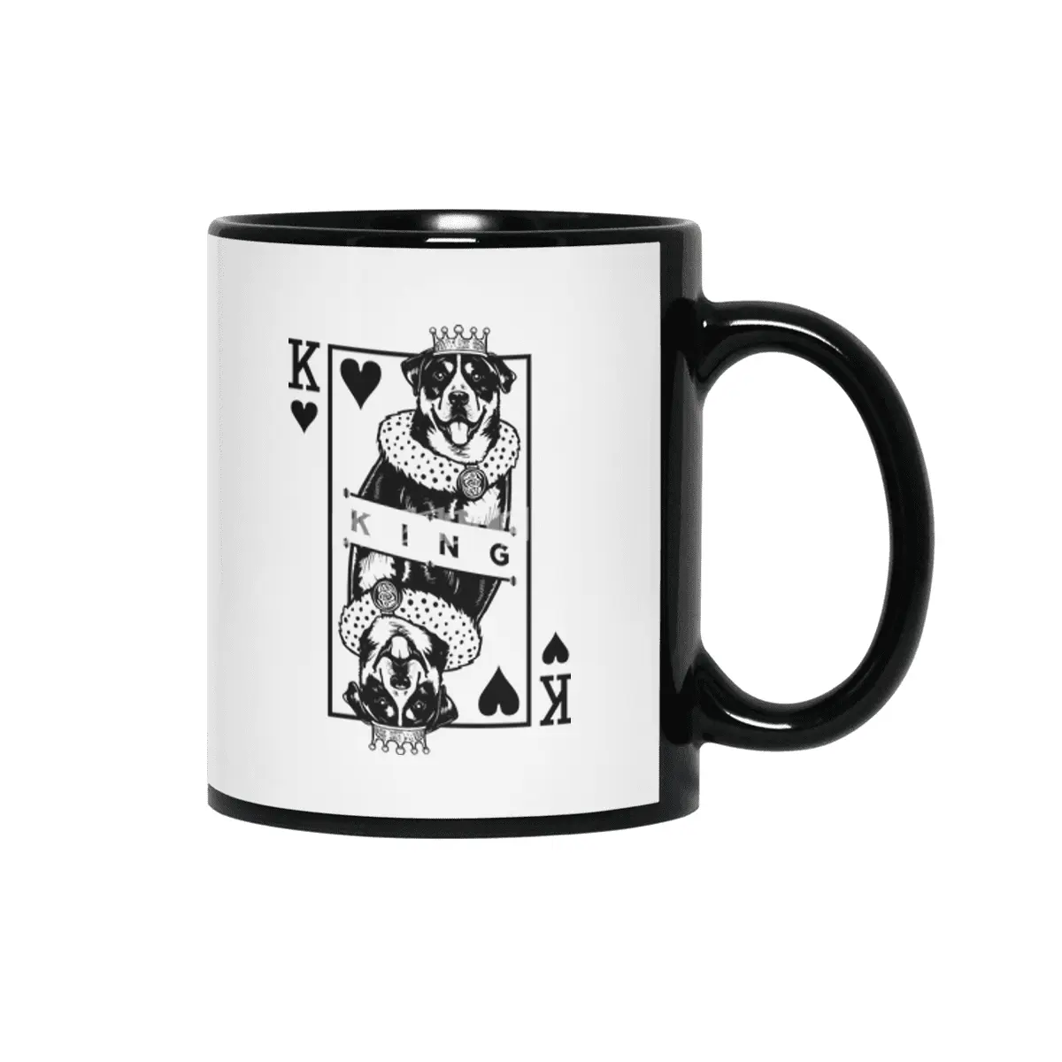 Greater Swiss Mountain Dog King Of Hearts Card Pop Art Siyah Kupa