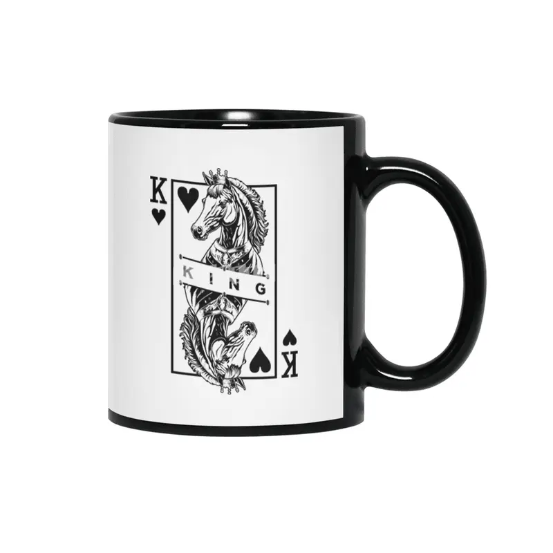 Horse Lover King Of Hearts Funny Equestrian Equine Pop Art Siyah Kupa