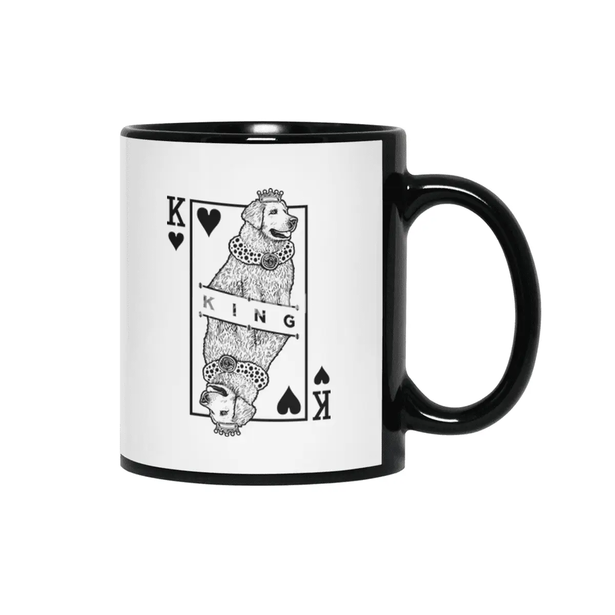 Hungarian Kuvasz King Of Hearts Funny Dog Lover Pop Art Siyah Kupa
