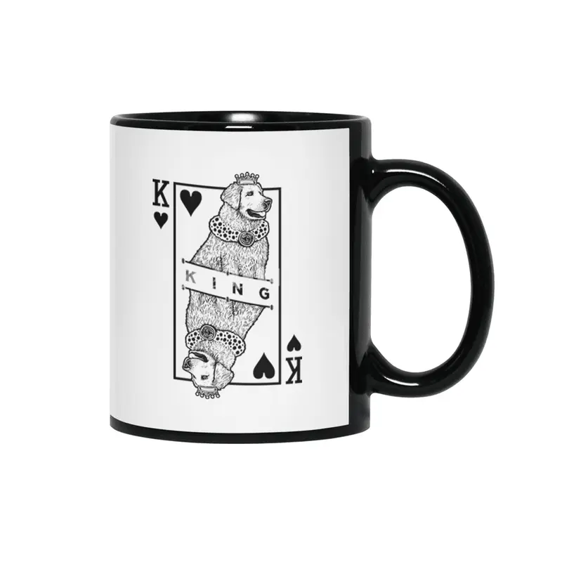 Hungarian Kuvasz King Of Hearts Funny Dog Lover Pop Art Siyah Kupa