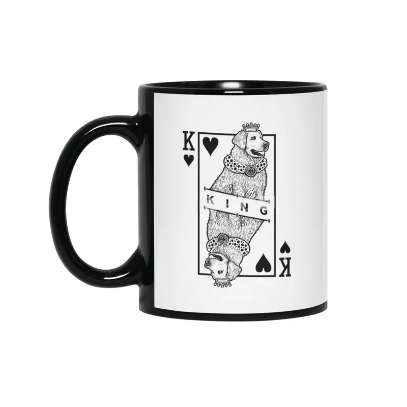 Hungarian Kuvasz King Of Hearts Funny Dog Lover Pop Art Siyah Kupa