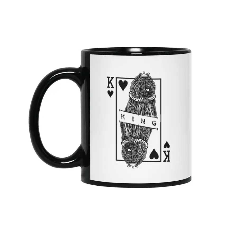Hungarian Puli King Of Hearts Funny Dog Lover Pop Art Siyah Kupa