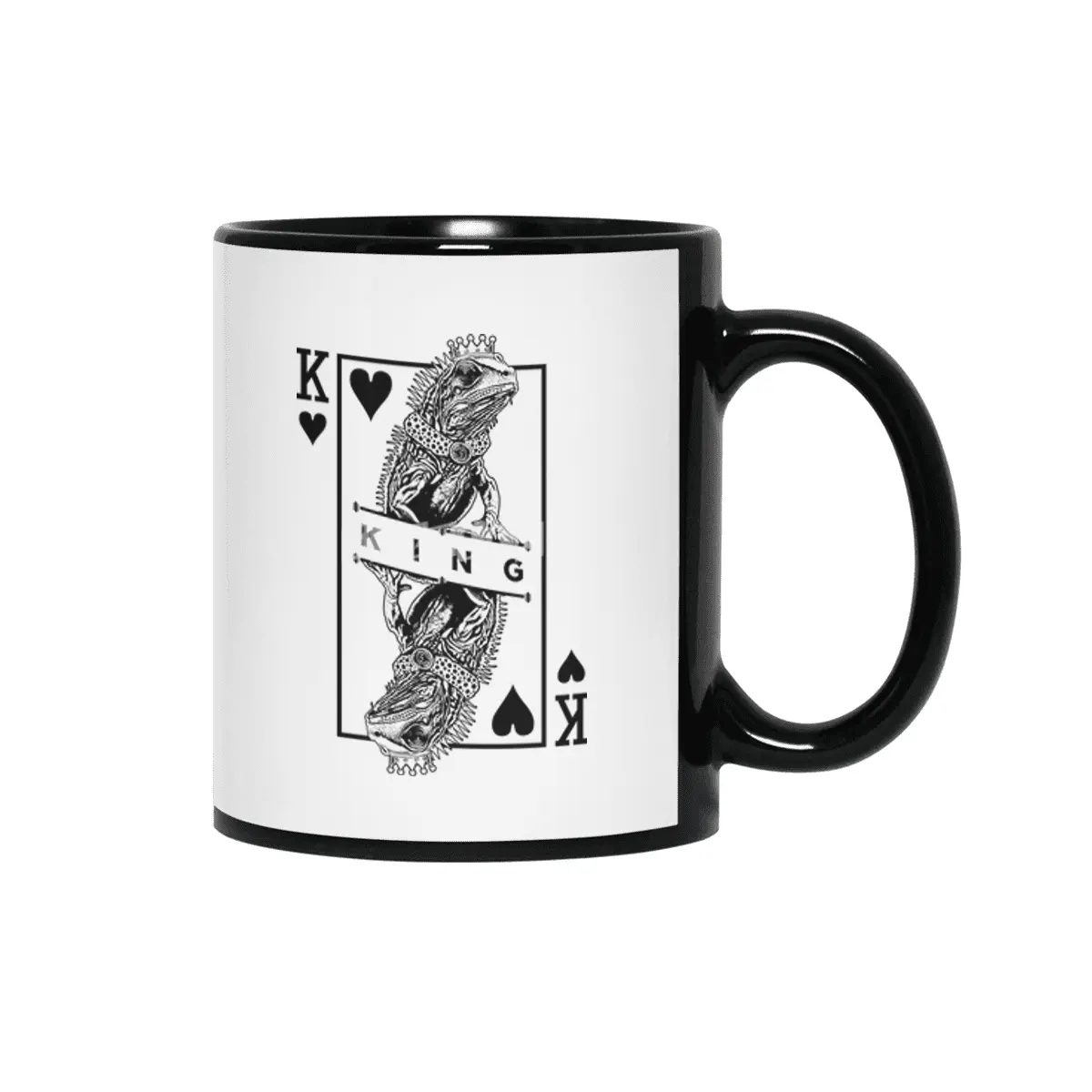 Iguana Lover King Of Hearts Funny Pet Reptile Pop Art Siyah Kupa