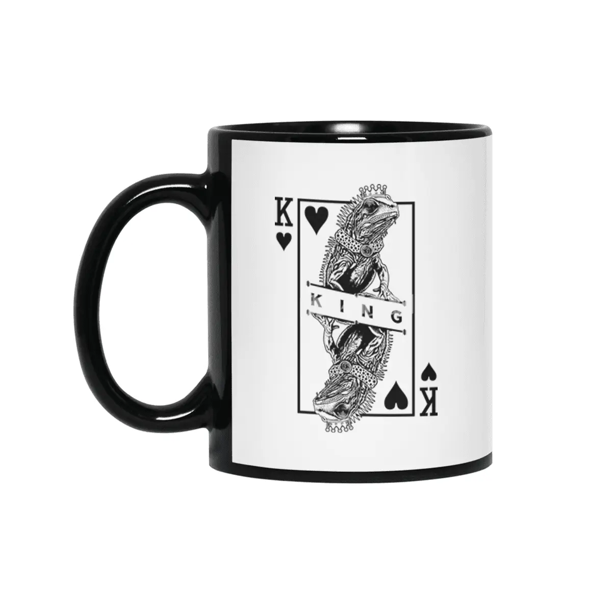 Iguana Lover King Of Hearts Funny Pet Reptile Pop Art Siyah Kupa