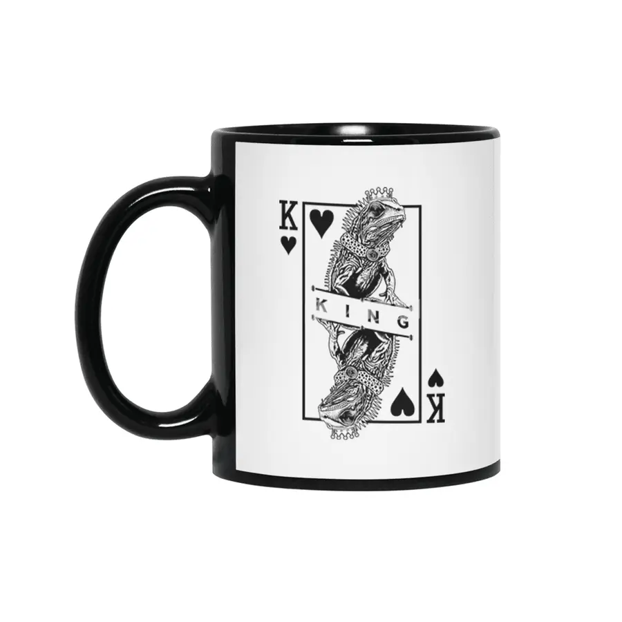Iguana Lover King Of Hearts Funny Pet Reptile Pop Art Siyah Kupa