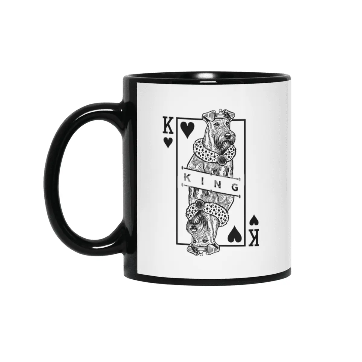 Irish Terrier King Of Hearts Funny Dog Lover Pop Art Siyah Kupa