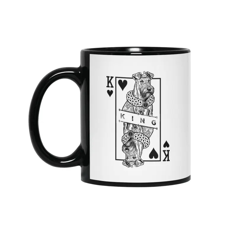 Irish Terrier King Of Hearts Funny Dog Lover Pop Art Siyah Kupa