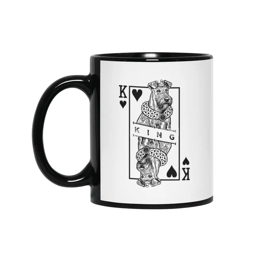 Irish Terrier King Of Hearts Funny Dog Lover Pop Art Siyah Kupa