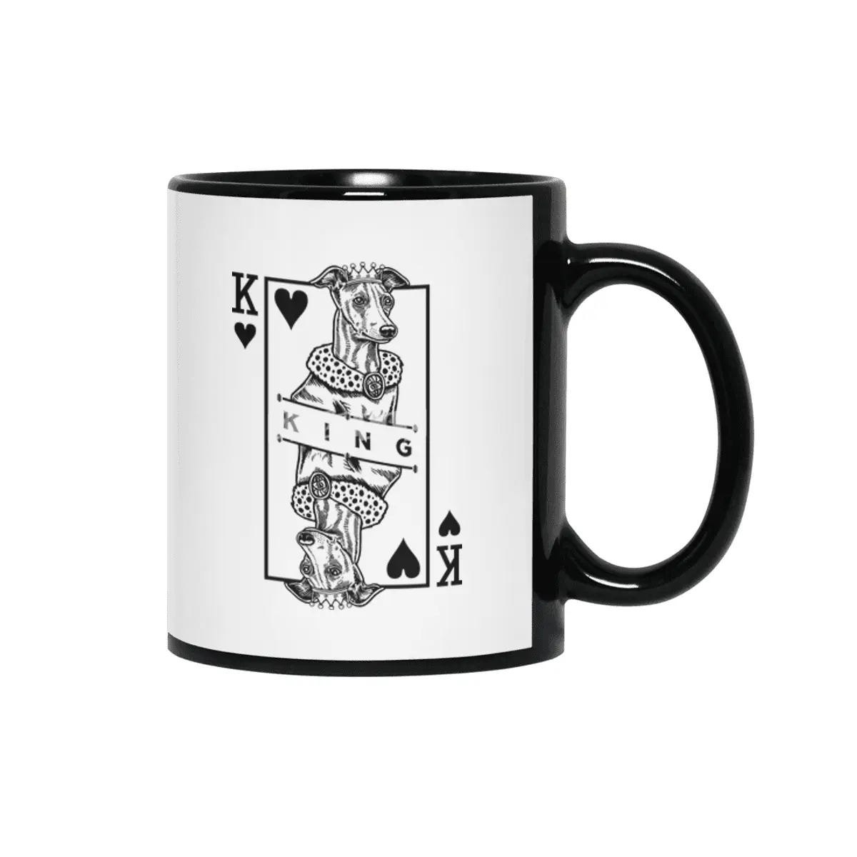 Italian Greyhound King Of Hearts Funny Dog Lover Pop Art Siyah Kupa