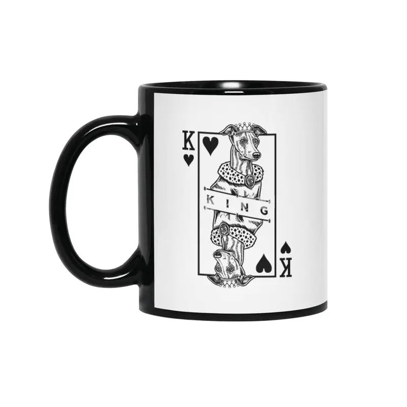 Italian Greyhound King Of Hearts Funny Dog Lover Pop Art Siyah Kupa