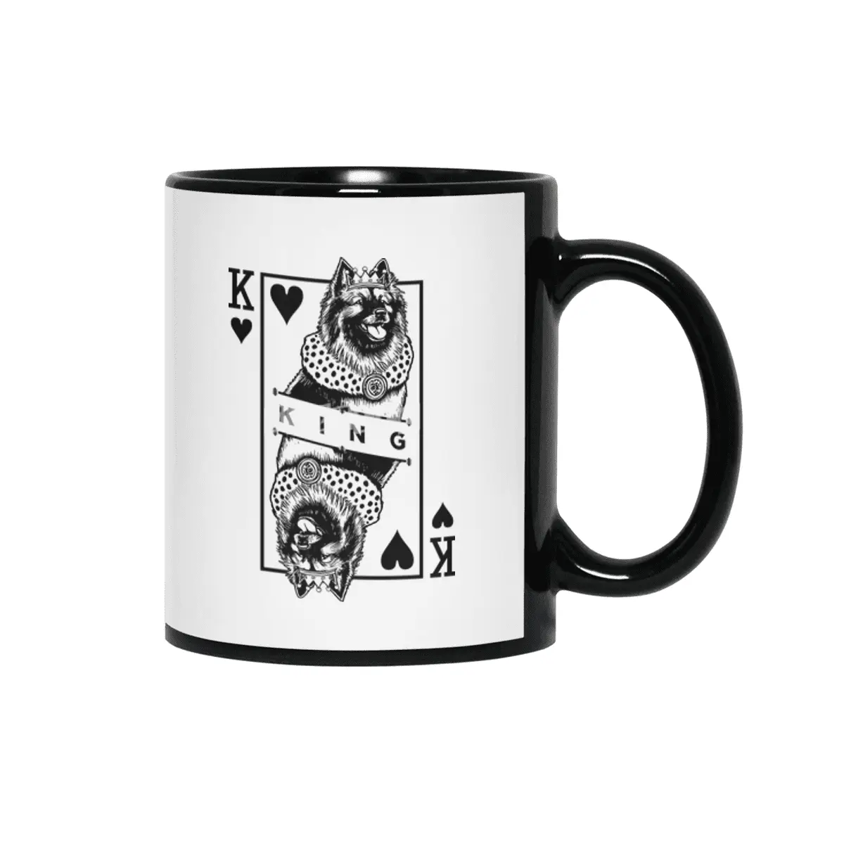 Keeshond King Of Hearts Funny Kees Dog Lover Pop Art Siyah Kupa