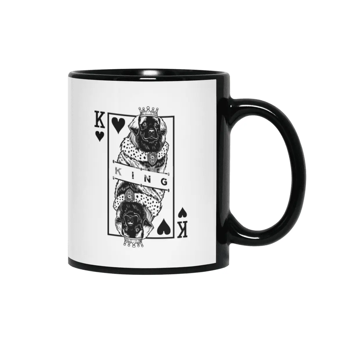 Leonberger King Of Hearts Funny Leo Dog Lover Pop Art Siyah Kupa