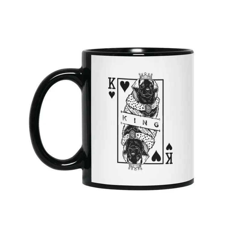 Leonberger King Of Hearts Funny Leo Dog Lover Pop Art Siyah Kupa