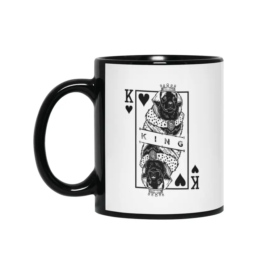 Leonberger King Of Hearts Funny Leo Dog Lover Pop Art Siyah Kupa