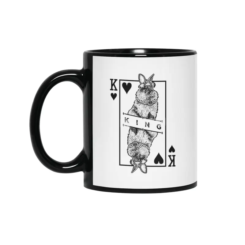 Lionhead Bunny Rabbit King Of Hearts Funny Pet Pop Art Siyah Kupa