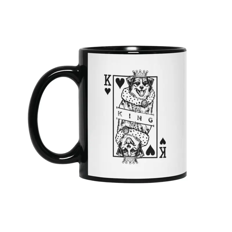 Miniature American Shepherd King Of Hearts Dog Pop Art Siyah Kupa