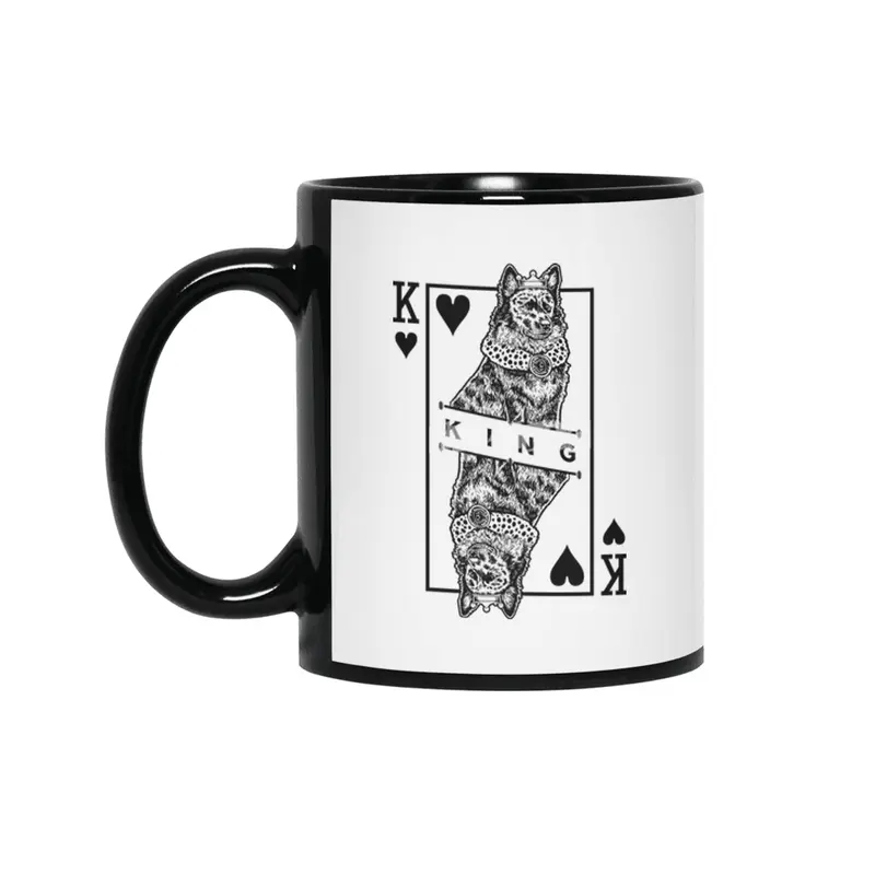 Mudi Blue Merle King Of Hearts Funny Dog Lover Pop Art Siyah Kupa
