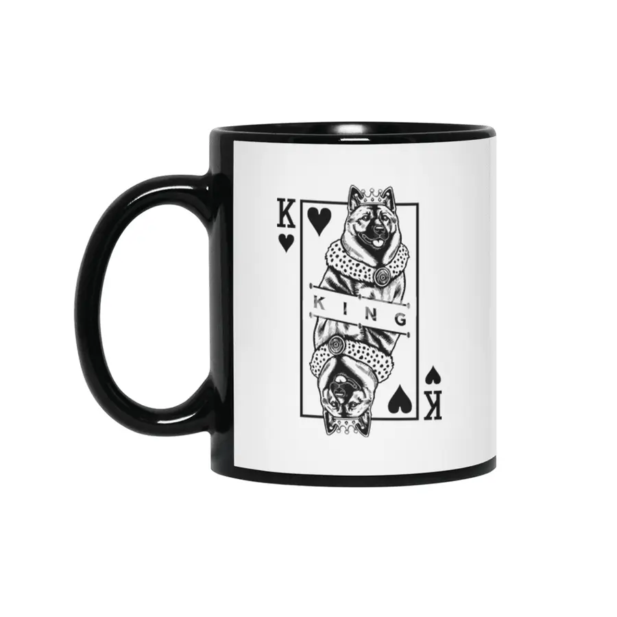 Norwegian Elkhound King Of Hearts Funny Dog Lover Pop Art Siyah Kupa