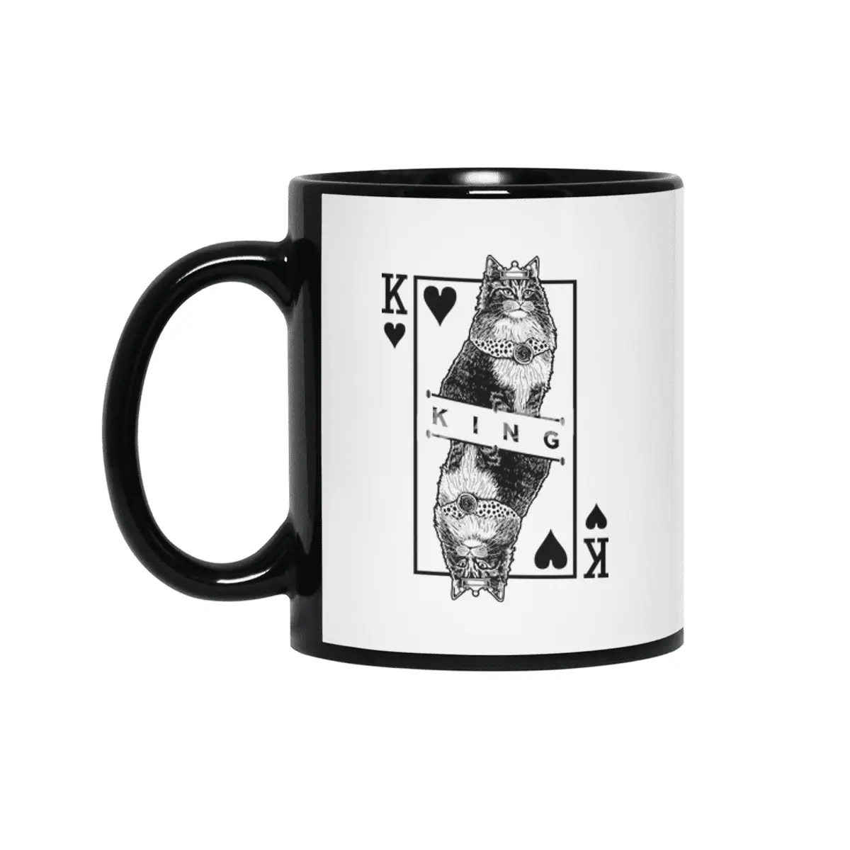 Norwegian Forest Cat Lover King Of Hearts Funny Pop Art Siyah Kupa