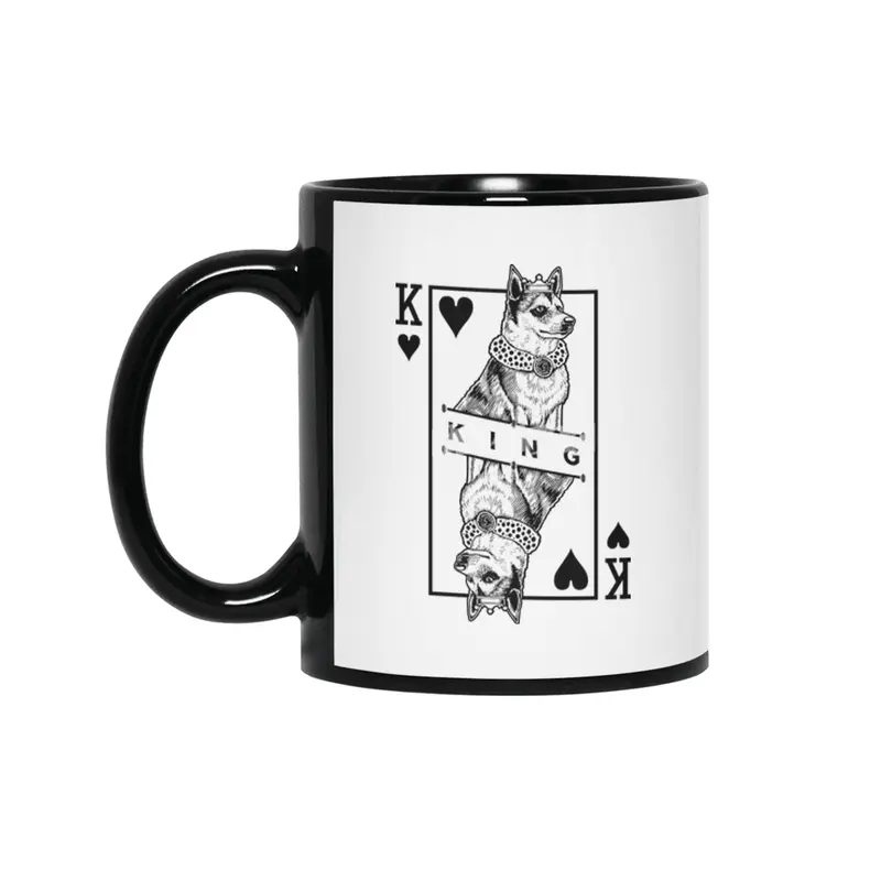 Norwegian Lundehund King Of Hearts Funny Dog Lover Pop Art Siyah Kupa