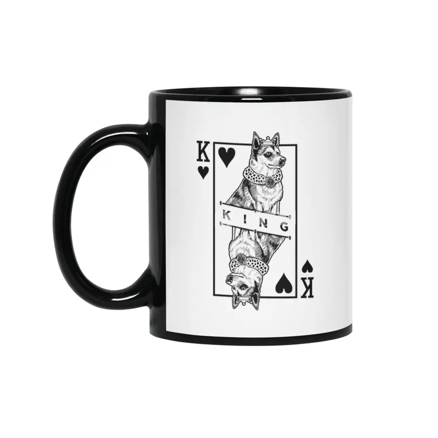 Norwegian Lundehund King Of Hearts Funny Dog Lover Pop Art Siyah Kupa