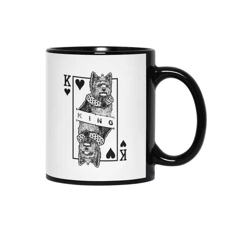Norwich Terrier King Of Hearts Funny Dog Lover Pop Art Siyah Kupa