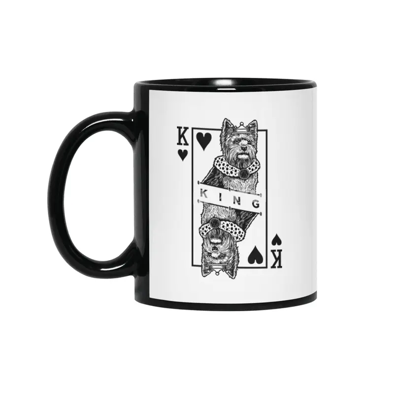 Norwich Terrier King Of Hearts Funny Dog Lover Pop Art Siyah Kupa