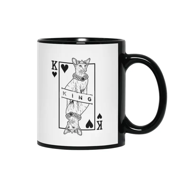 Oriental Shorthair Cat Lover King Of Hearts Funny Pop Art Siyah Kupa