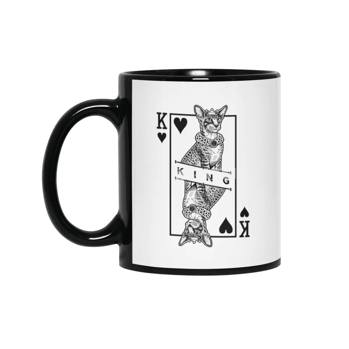 Oriental Shorthair Cat Lover King Of Hearts Funny Pop Art Siyah Kupa