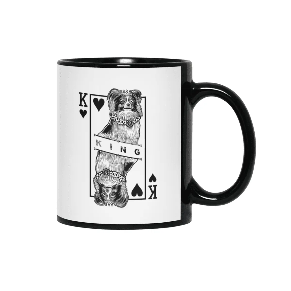 Papillon King Of Hearts Funny Butterfly Dog Lover Pop Art Siyah Kupa