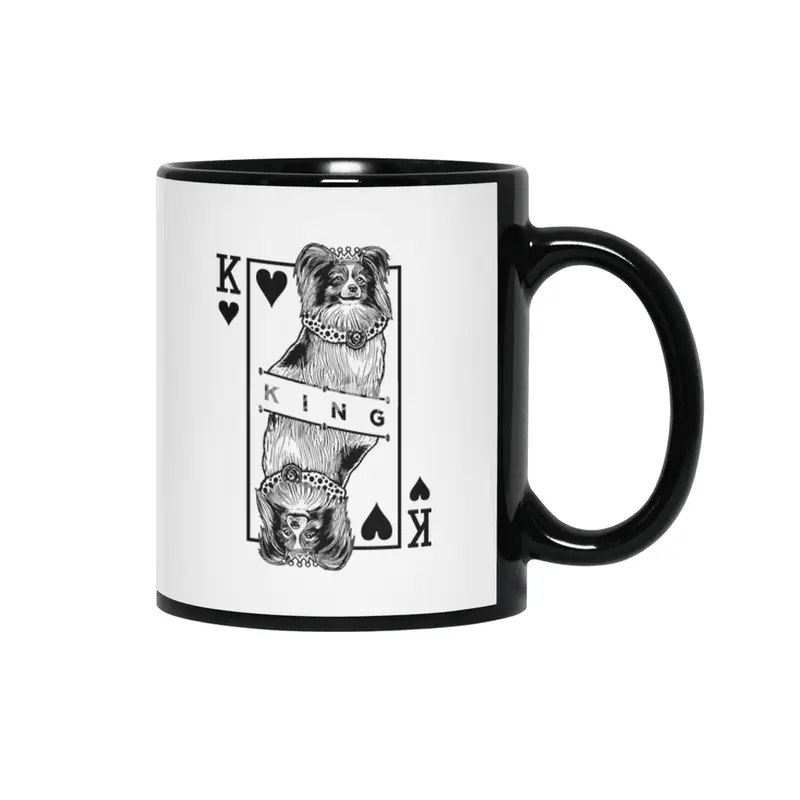 Papillon King Of Hearts Funny Butterfly Dog Lover Pop Art Siyah Kupa