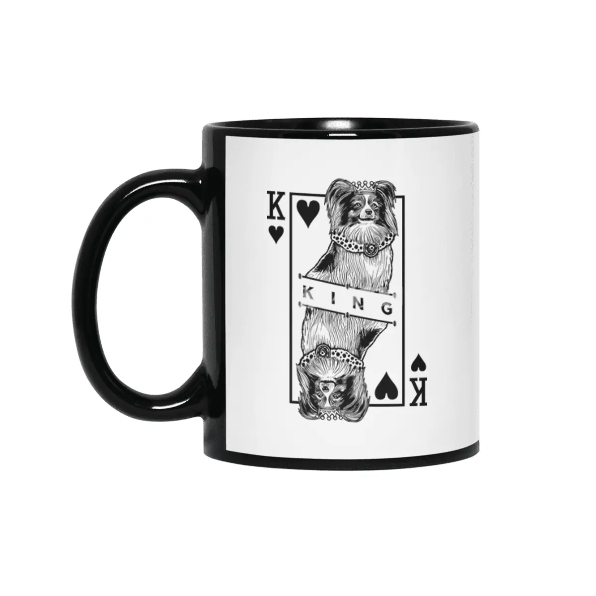 Papillon King Of Hearts Funny Butterfly Dog Lover Pop Art Siyah Kupa