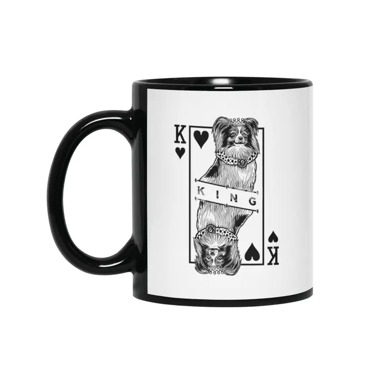 Papillon King Of Hearts Funny Butterfly Dog Lover Pop Art Siyah Kupa