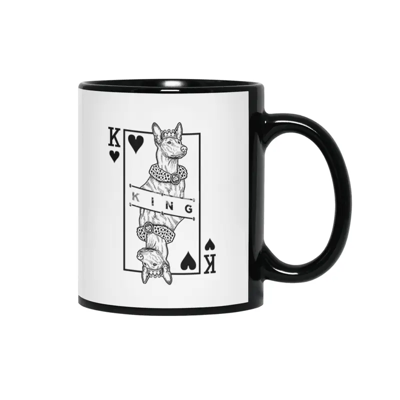Pharaoh Hound King Of Hearts Funny Dog Lover Pop Art Siyah Kupa